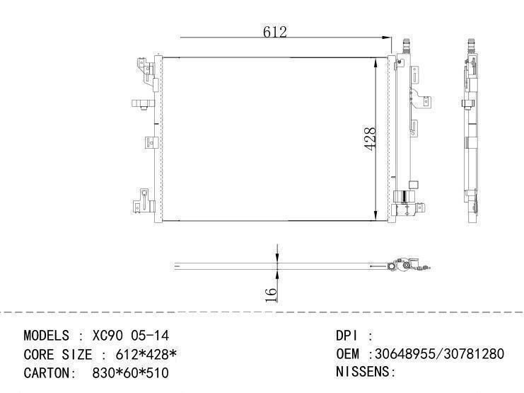 30648955/30781280 Condenser for VOLVO XC90 05-14