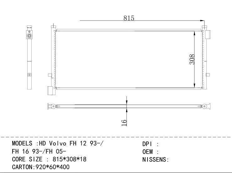  Condenser for VOLVO HD Volvo FH 12 93-/ FH 16 93-/FH 05