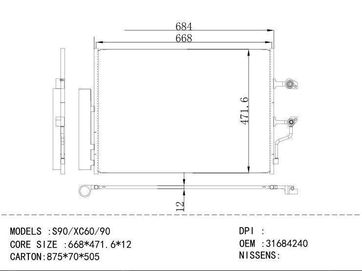 31684240 Condenser for VOLVO S90/XC60/90