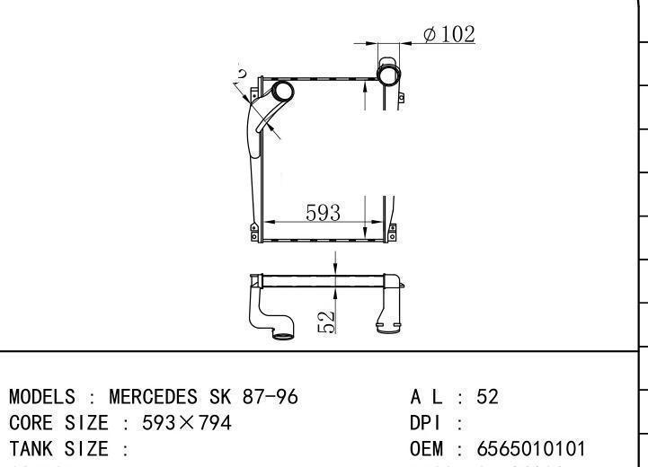 6565010101 car Intercooler for BENZ MERCEDES SK 87-96