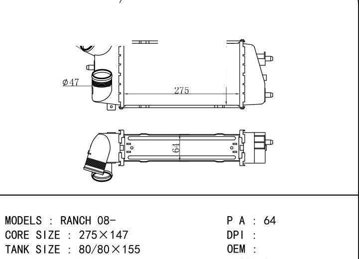  car Intercooler for CITROEN BERLINGO (B9) 08-/BERLINGO Box (B9) 08-/BERLINGO Pla