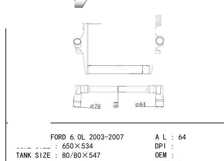  car Intercooler for FORD FORD 6.0L 2003-2007