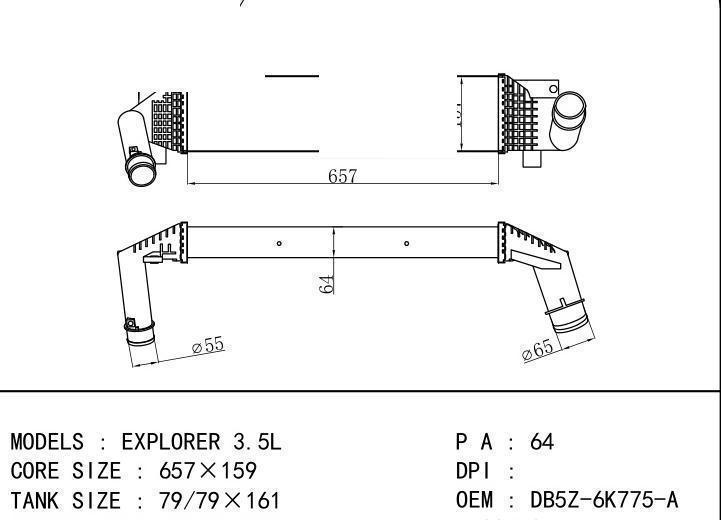 DB5Z-6K775-A car Intercooler for FORD EXPLORER 3.5L