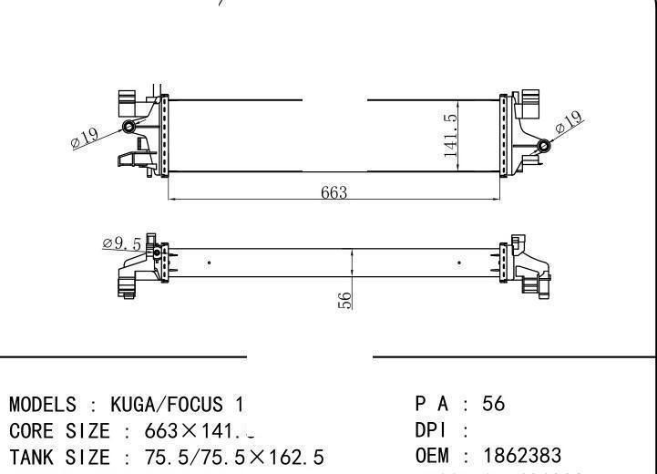 1862383 car Intercooler for FORD KUGA/FOCUS 1.5 2015-