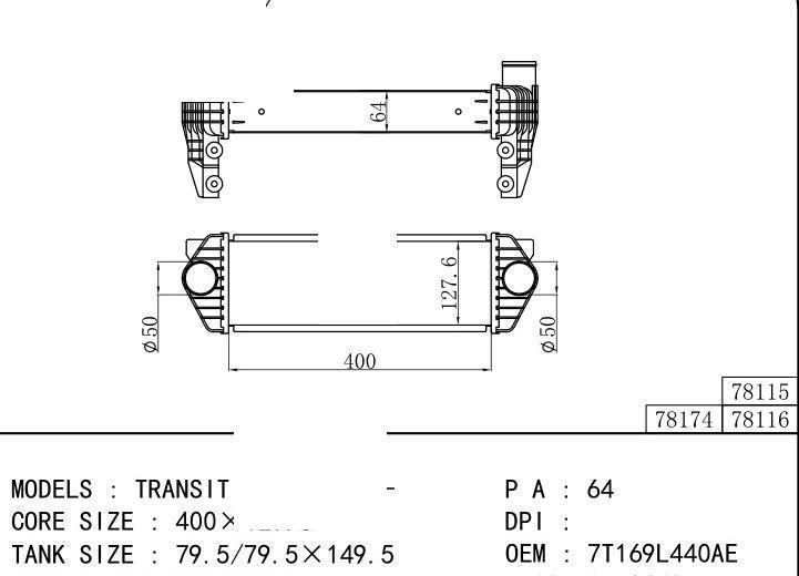 4999282/1406195/7T169L440AE/1432312/7T169L440AC/7T169L440AD car Intercooler for F