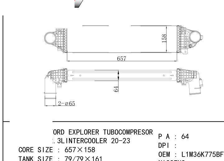 L1M36K775BF car Intercooler for FORD FORD EXPLORER TUBOCOMPRESOR/2.3LINTERCOOLER2