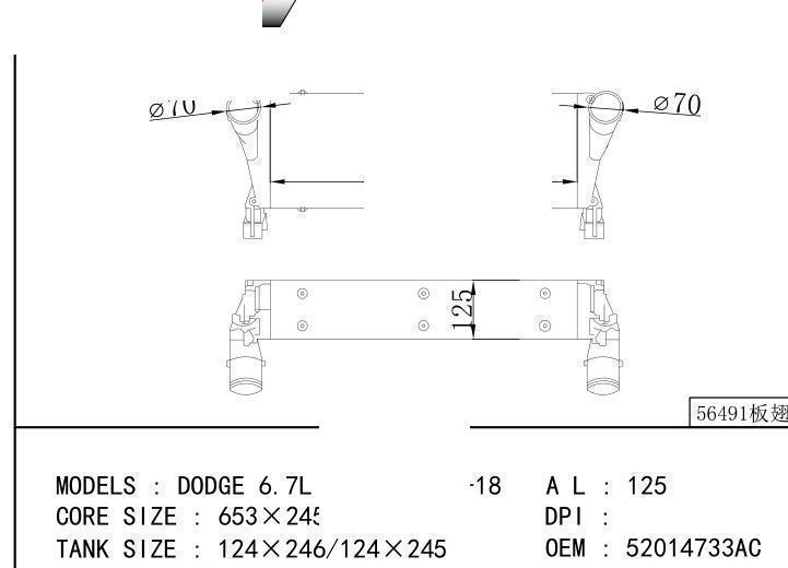 52014733AC car Intercooler for GM,DODGE DODGE 6.7L CUMMINS 13-18