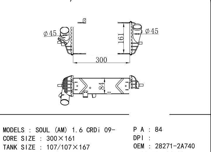 28271-2A740 car Intercooler for HYUNDAI i20 1.1 CRDi 12-/ELANTRA GT (GD) 1.6 CRDi