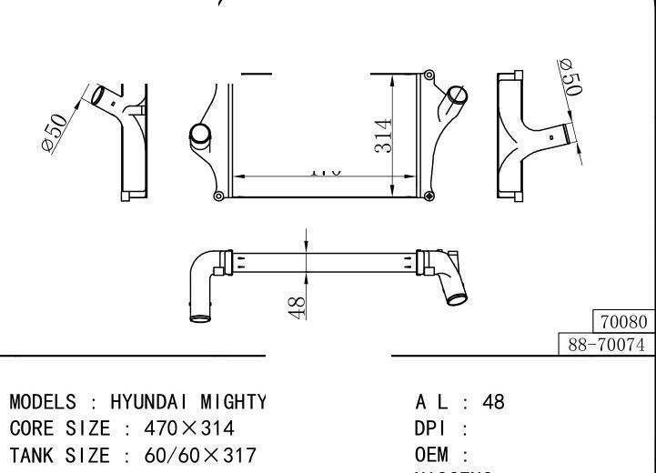  car Intercooler for HYUNDAI HYUNDAI MIGHTY TRUCK