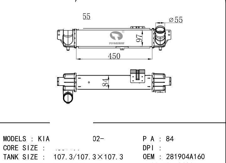 281904A160 car Intercooler for KIA KIA SORENTO I 02-