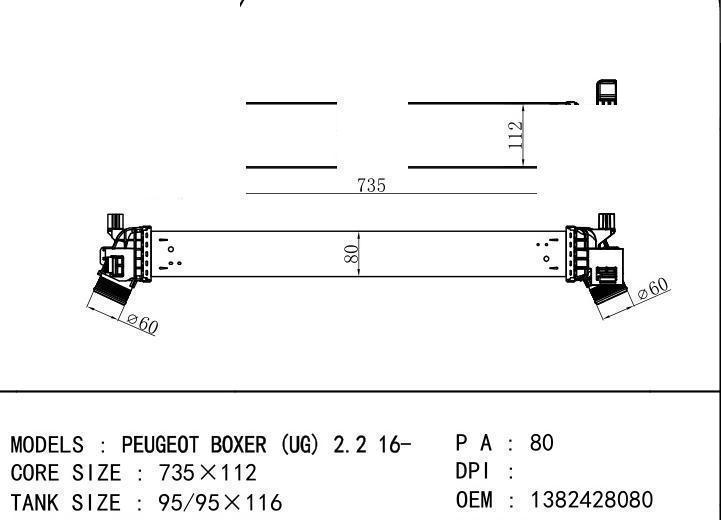 1382428080 car Intercooler for PEUGEOT PEUGEOT BOXER (UG) 2.2 16-