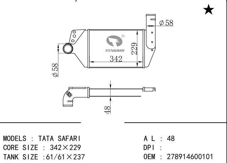 278914600101 car Intercooler for TATA TATA SAFARI DICOR