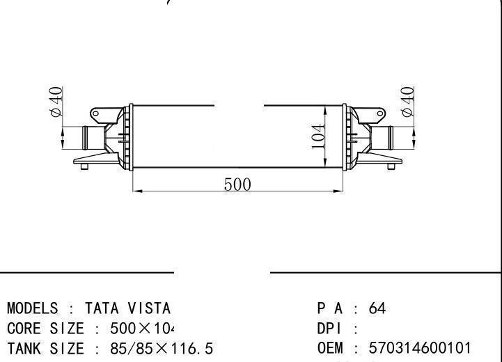 570314600101 car Intercooler for TATA TATA VISTA QUADRAZET