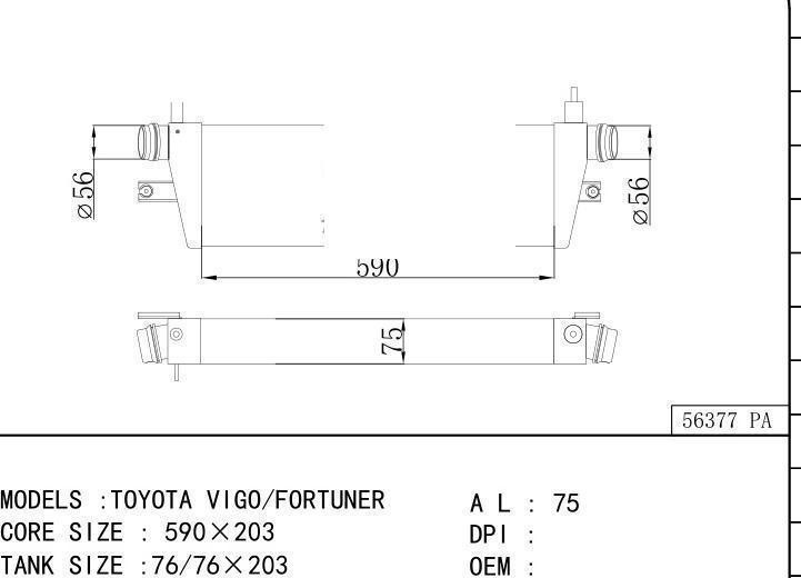  car Intercooler for TOYOTA VIGO/FORTUNER