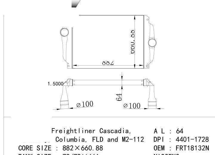 FRT18132N car Intercooler for FREIGHTLINER Freightliner Cascadia,  Century,/Colum