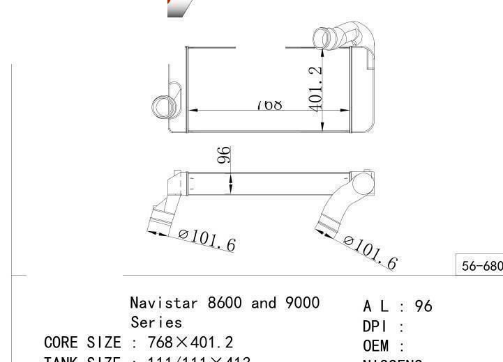  car Intercooler for FREIGHTLINER Navistar 8600 and 9000 Series