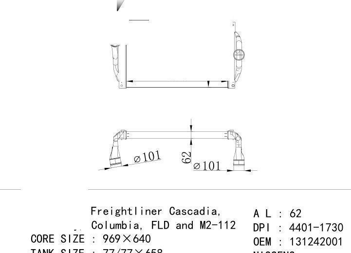 131242001 car Intercooler for FREIGHTLINER Freightliner Cascadia,/Century, Columb