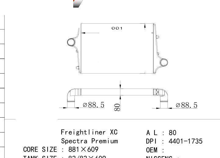  car Intercooler for FREIGHTLINER Freightliner XC Spectra Premium