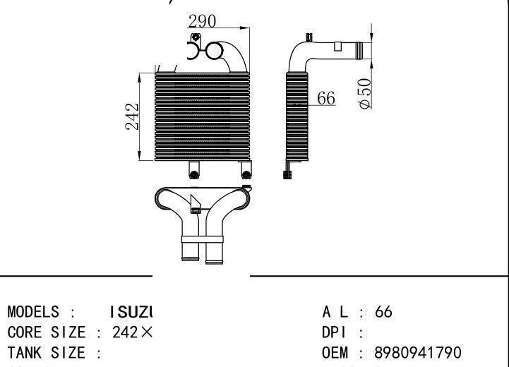 8980941790 car Intercooler for FREIGHTLINER INTERCOOLER
