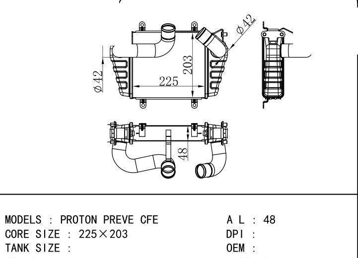 car Intercooler for TRUCK PROTON PREVE CFE