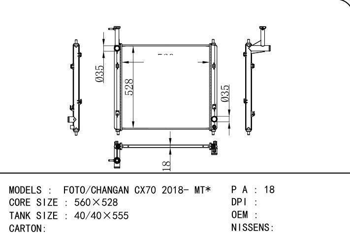  car radiator for  FOTO/Changan  CX70 2018- MT