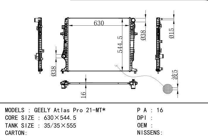  car radiator for  GEELY Atlas Pro 21-MT
