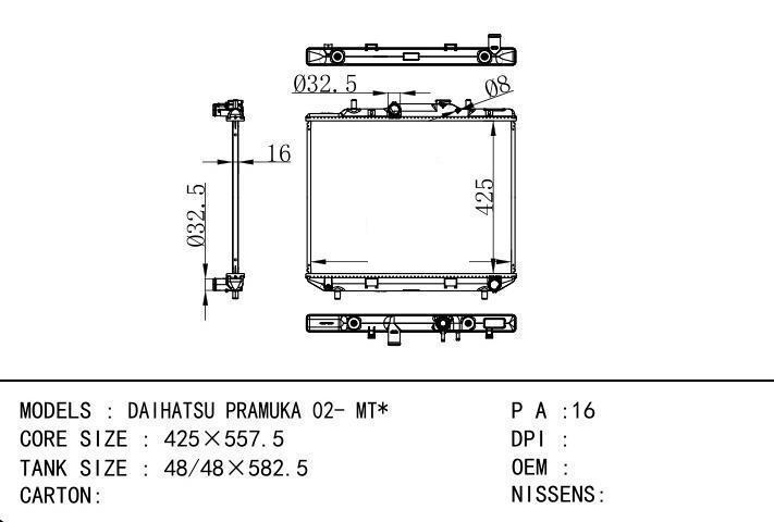  car radiator for  DAIHATSU PRAMUKA 02- MT
