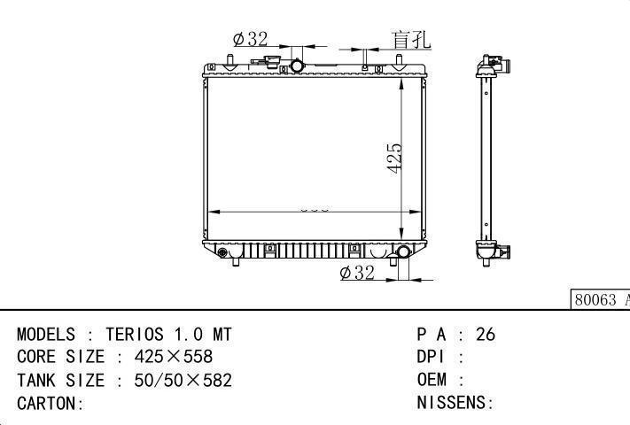  car radiator for  TERIOS 1.0 MT