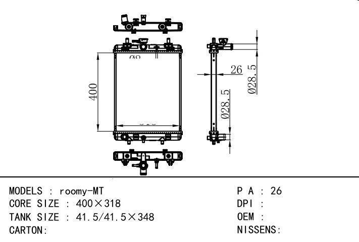  car radiator for  roomy-MT