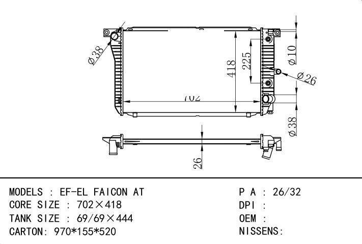  car radiator for  EF-EL FAICON AT
