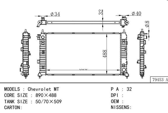  car radiator for  Chevrolet MT