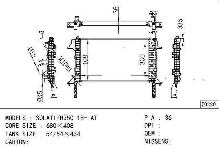  car radiator for  SOLATI/H350 18- AT