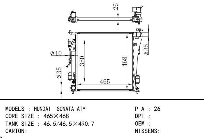  car radiator for  HUNDAI SONATA AT