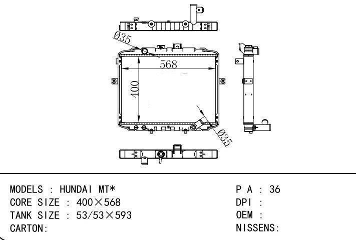 car radiator for HUNDAI MT