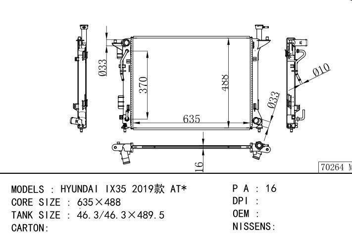 car radiator for HYUNDAI IX35 2019 AT