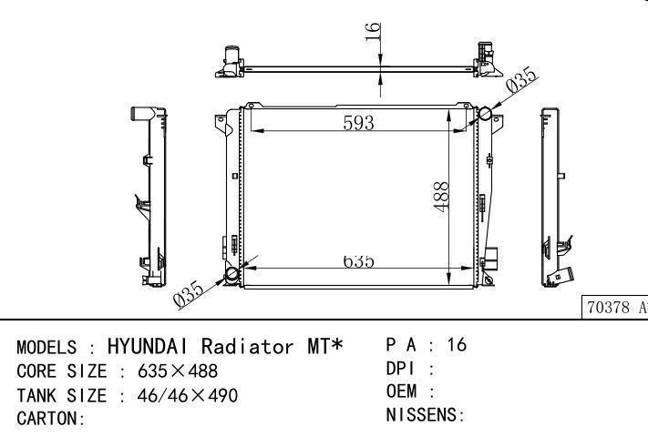 car radiator for  HYUNDAI Radiator MT