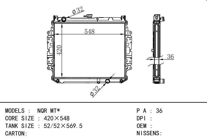  car radiator for  NQR MT
