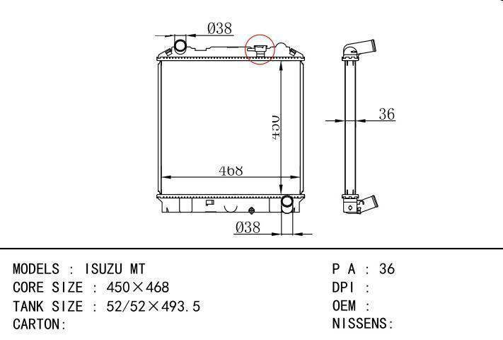  car radiator for  ISUZU MT