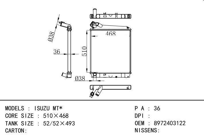 8972403122 car radiator for  ISUZU MT