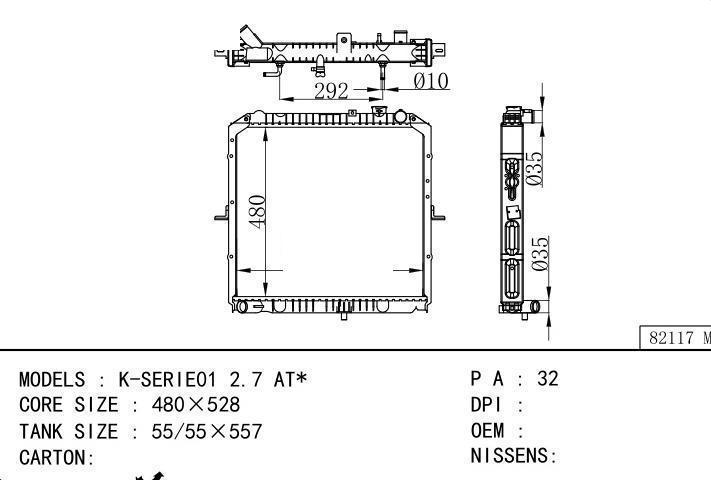  car radiator for  K-SERIE01 2.7 AT