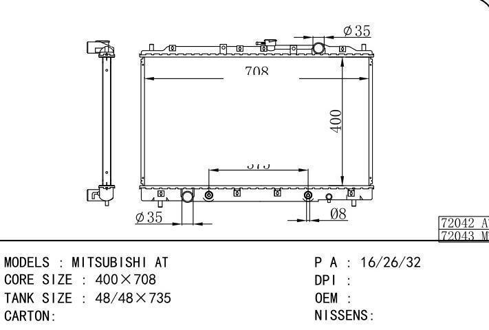  car radiator for  MITSUBISHI AT