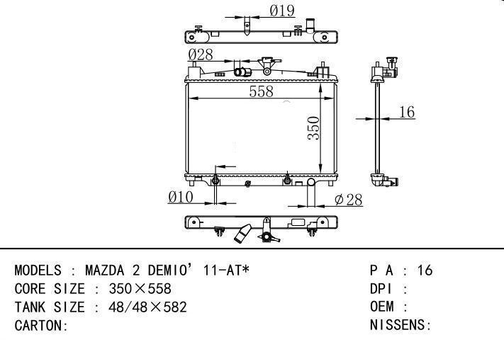  car radiator for  MAZDA 2 DEMIO’11-AT
