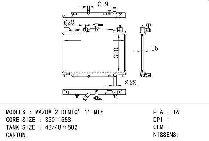 car radiator for  MAZDA 2 DEMIO’11-MT