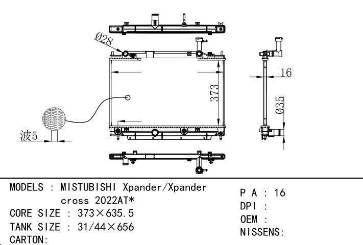  car radiator for  MISTUBISHI Xpander/Xpander cross 2022AT
