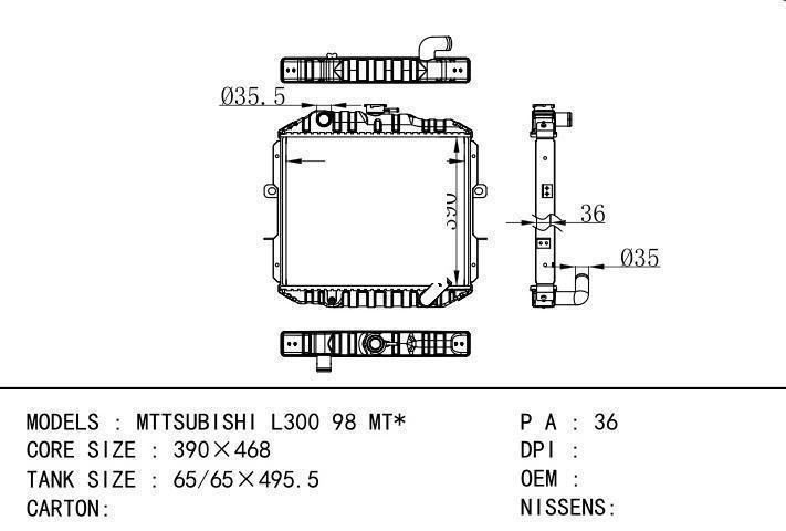  car radiator for  MTTSUBISHI L300 98 MT