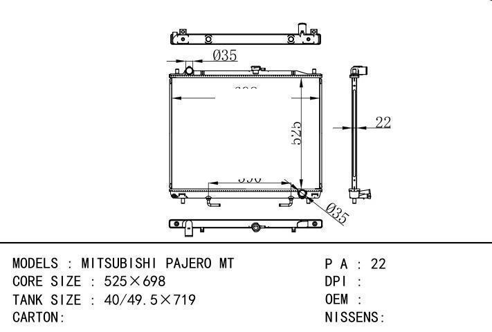 car radiator for MITSUBISHI PAJERO MT
