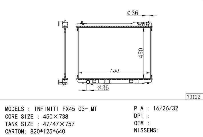  car radiator for  INFINITI FX45 03- MT