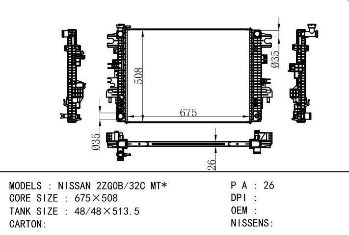 car radiator for NISSAN 2ZG0B/32C MT
