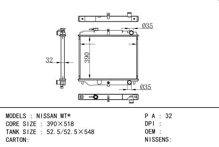  car radiator for  NISSAN MT