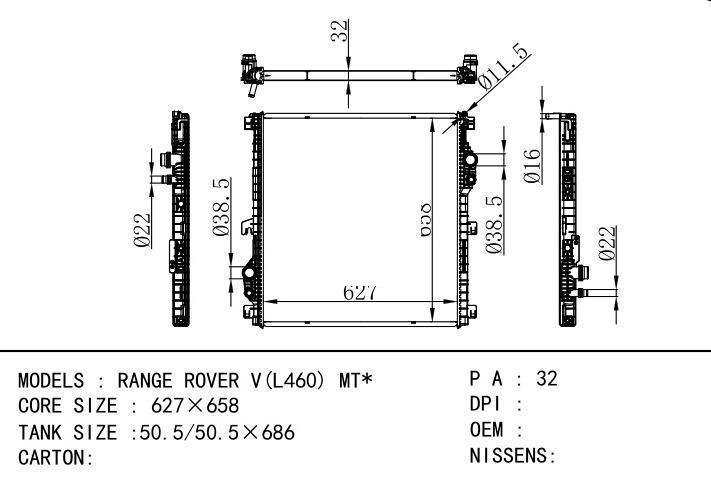  car radiator for  RANGE ROVER V(L460) MT